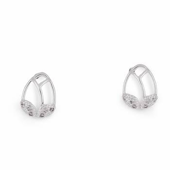 Pleasant oval shape silver plated stud earring for women and girls 3
