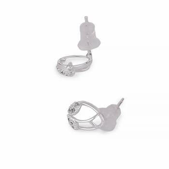 Pleasant oval shape silver plated stud earring for women and girls 4