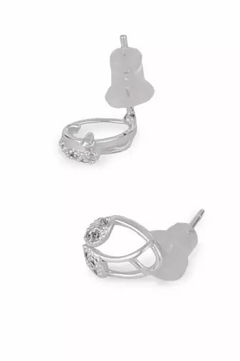 Pleasant oval shape silver plated stud earring for women and girls