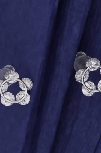 Desirable round shape silver plated stud earring for women and girls