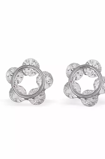 Desirable round shape silver plated stud earring for women and girls