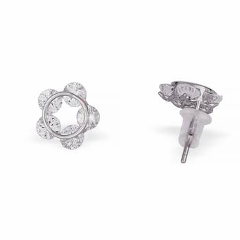 Desirable round shape silver plated stud earring for women and girls 3