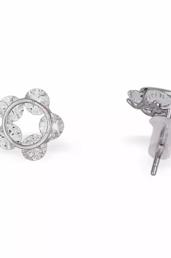 Desirable round shape silver plated stud earring for women and girls