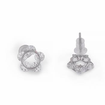 Desirable round shape silver plated stud earring for women and girls 4