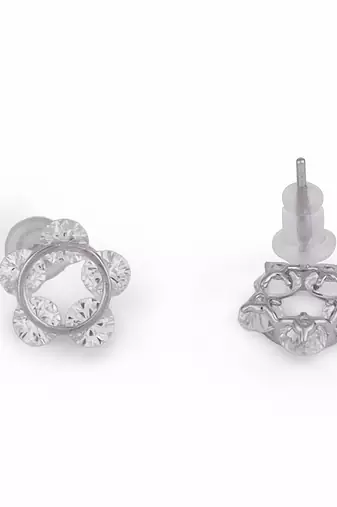 Desirable round shape silver plated stud earring for women and girls