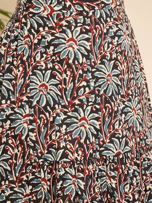 Winered floral ajrakh printed cotton a-line skirt 3