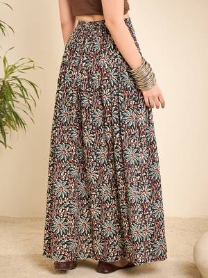 Winered floral ajrakh printed cotton a-line skirt 4