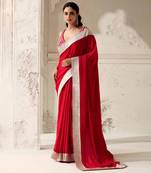 Red silk plain saree with gota Edging