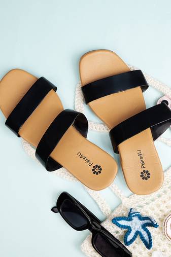 Pairs4u classic two-strap open-toe flats