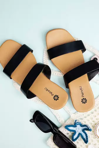 Pairs4u classic two-strap open-toe flats