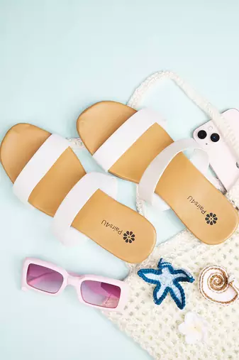 Pairs4u classic two-strap open-toe flats