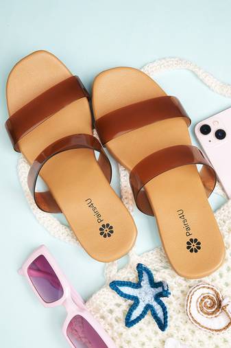 Pairs4u classic two-strap open-toe flats