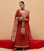 Rust georgette gota pati embroidered kurta Set