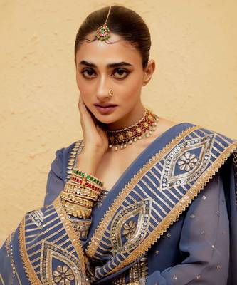 Blue georgette gota pati embroidered kurta Set 2