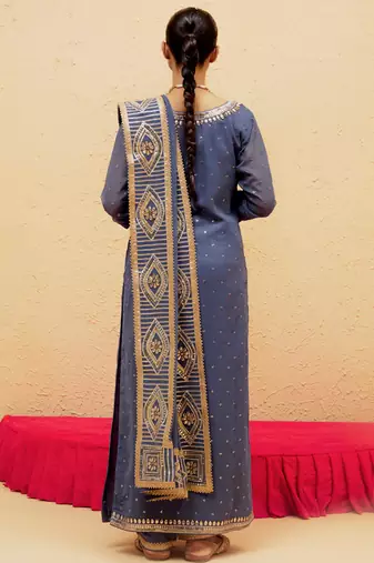 Blue georgette gota pati embroidered kurta Set