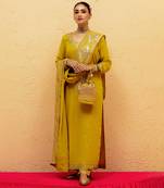 Yellow georgette gota pati embroidered kurta Set