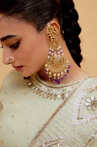 Mint Green georgette gota pati embroidered sharara set