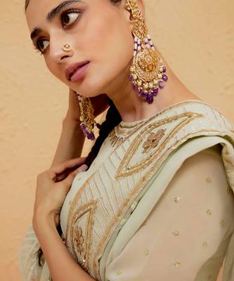 Mint Green georgette gota pati embroidered sharara set 4