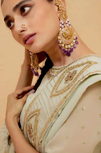Mint Green georgette gota pati embroidered sharara set