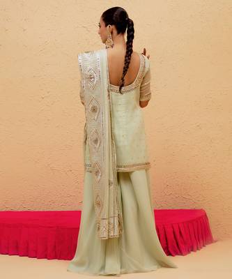 Mint Green georgette gota pati embroidered sharara set 5