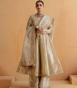 Silver silk plain anarkali Set with zardosi work