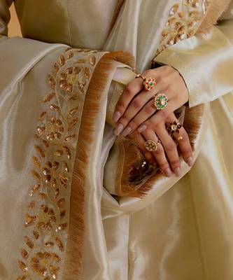 Silver silk plain anarkali Set with zardosi work 4