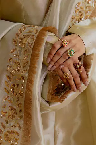 Silver silk plain anarkali Set with zardosi work