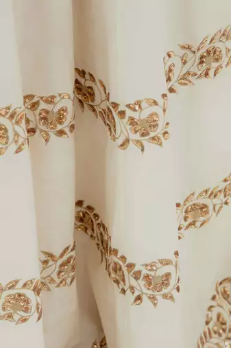 Ivory silk blend zardosi embroidered anarkali set