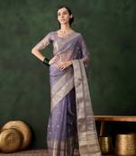 lavender Khadi Organza Jacquard Saree 