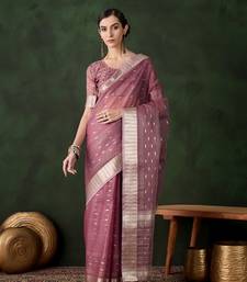 magenta Khadi Organza Jacquard Saree 