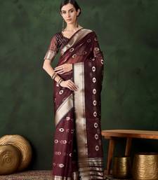 burgundy Khadi Organza Jacquard Saree 
