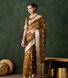 mustard Khadi Organza Jacquard Saree 