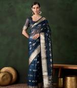 teal Khadi Organza Jacquard Saree 