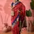 red Poly Cotton Jacquard Saree