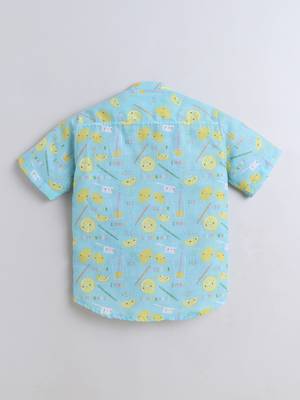 Blue cotton cute lemon printed co-ord set for boys and girls 2
