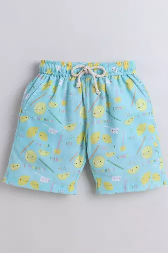 Blue cotton cute lemon printed co-ord set for boys and girls