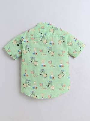 Green cotton tortoise printed co-ord set for boys and girls 2