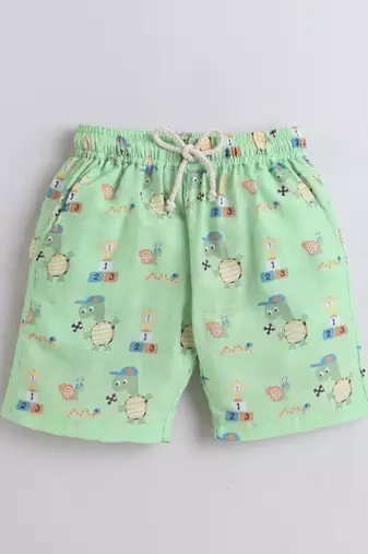 Green cotton tortoise printed co-ord set for boys and girls