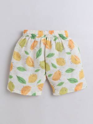 Lemon yellow cotton leaf and lemon printed co-ord set for boys and girls 4