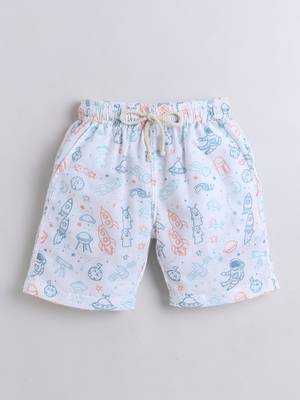 White cotton space theme printed co-ord set for boys and girls 3