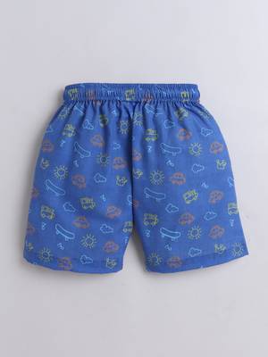 Blue cotton playful printed co-ord set for boys and girls 4