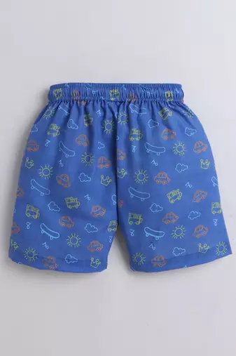 Blue cotton playful printed co-ord set for boys and girls
