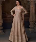 Real georgette full stitched free size upto 42 heavy embroidery wedding gowns
