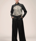 Black & white mandarin collar shirt