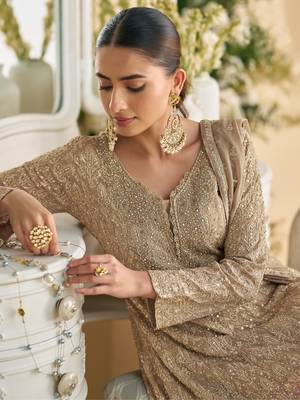 Light pink heavy embroidery dola silk suits 2