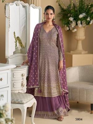 Purple free size full stitched upto 42 palazzo suit 1