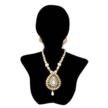 Traditional Indian Bollywood Necklace Set, Pearl Polki Necklace Set 1