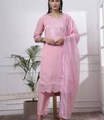 slik blend pink straight kurta dupatta pant set 