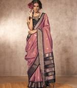 Weaving bhagalpuri silk blend rose pink saree