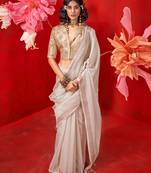 Off white tissue weaving zari saree